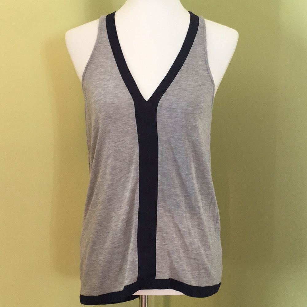 Bella Luxx Tank in Grey with Navy Trim